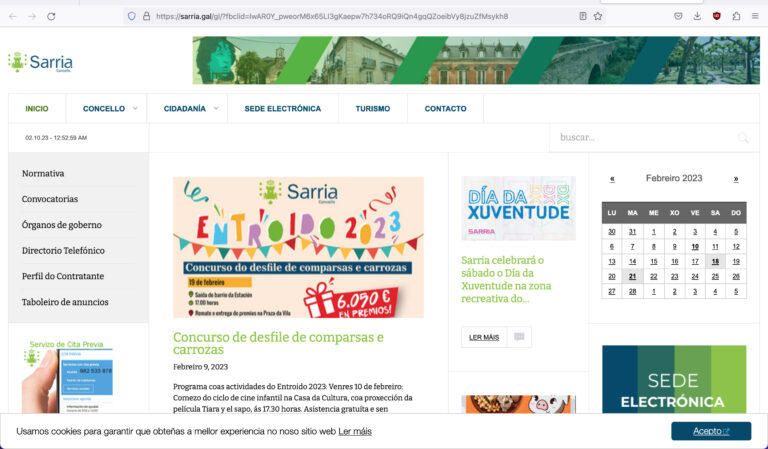 O concello de Sarria estrea web co dominio sarria.gal