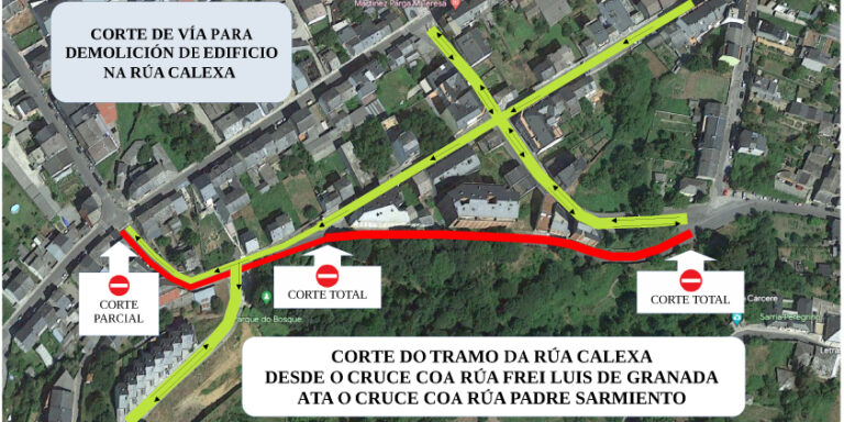 Unha demolición obrigará a cortar o tráfico na rúa Calexa de Sarria