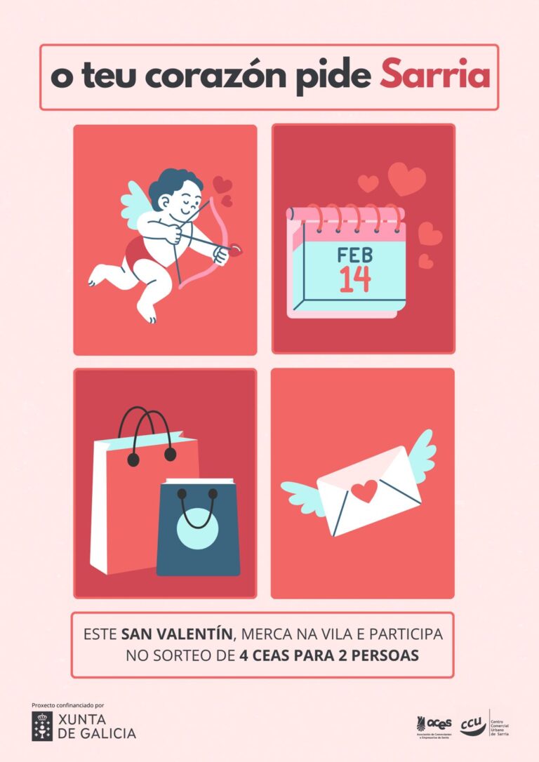 O comercio de Sarria celebra San Valentín coa campaña “O teu corazón pide Sarria”