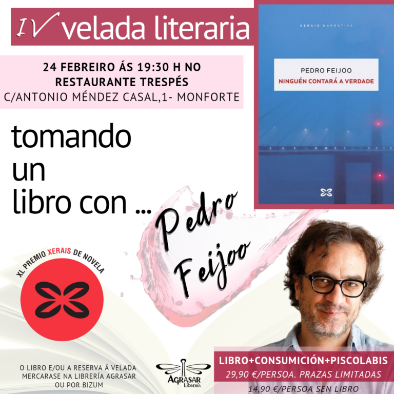 Velada literaria con Pedro Feijoo este 24 de febreiro no restaurante Trespés de Monforte