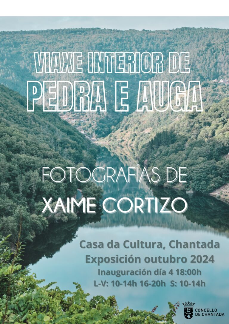 A exposición “Viaxe interior de Pedra e Auga” inaugúrase este venres en Chantada cunha homenaxe á Ribeira Sacra do Miño