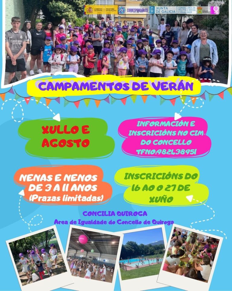 Quiroga abre o prazo para inscribirse nos Campamentos de Verán