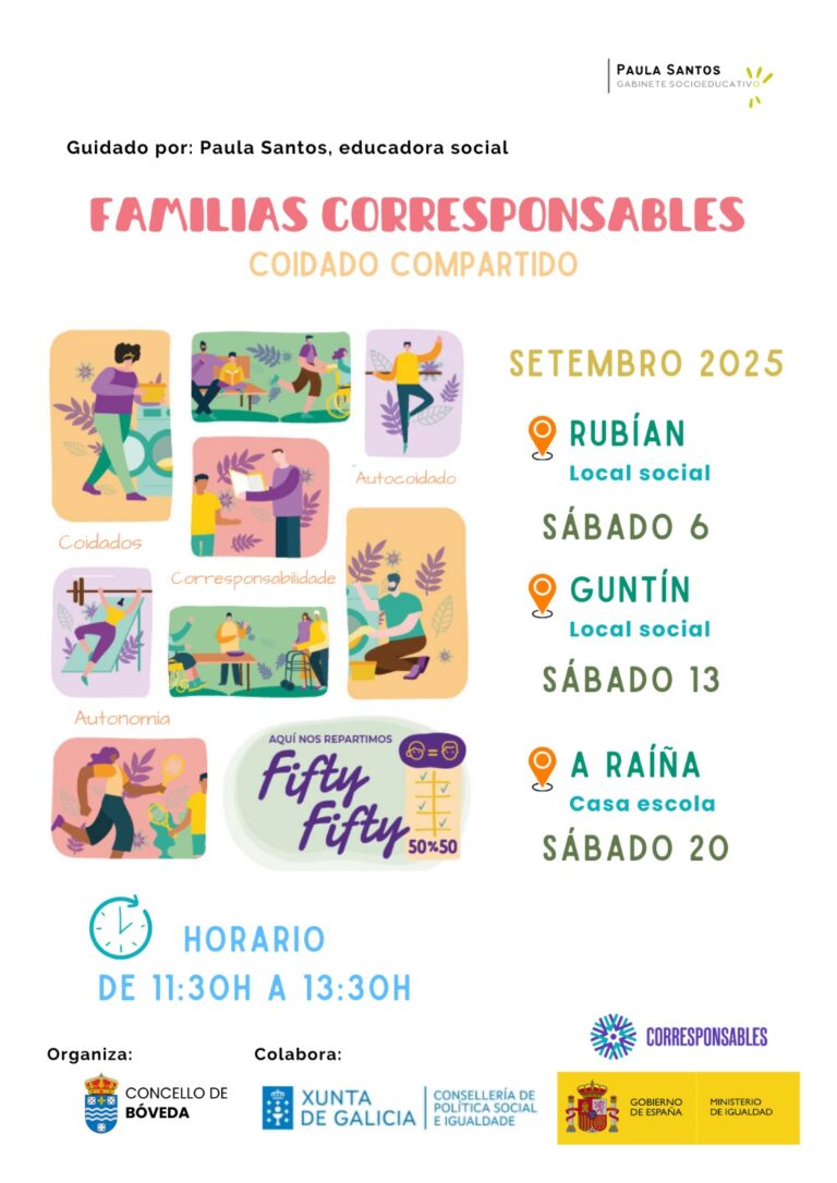 O 6 de setembro Bóveda comeza o programa “Familias Corresponsables. Coidado Compartido”