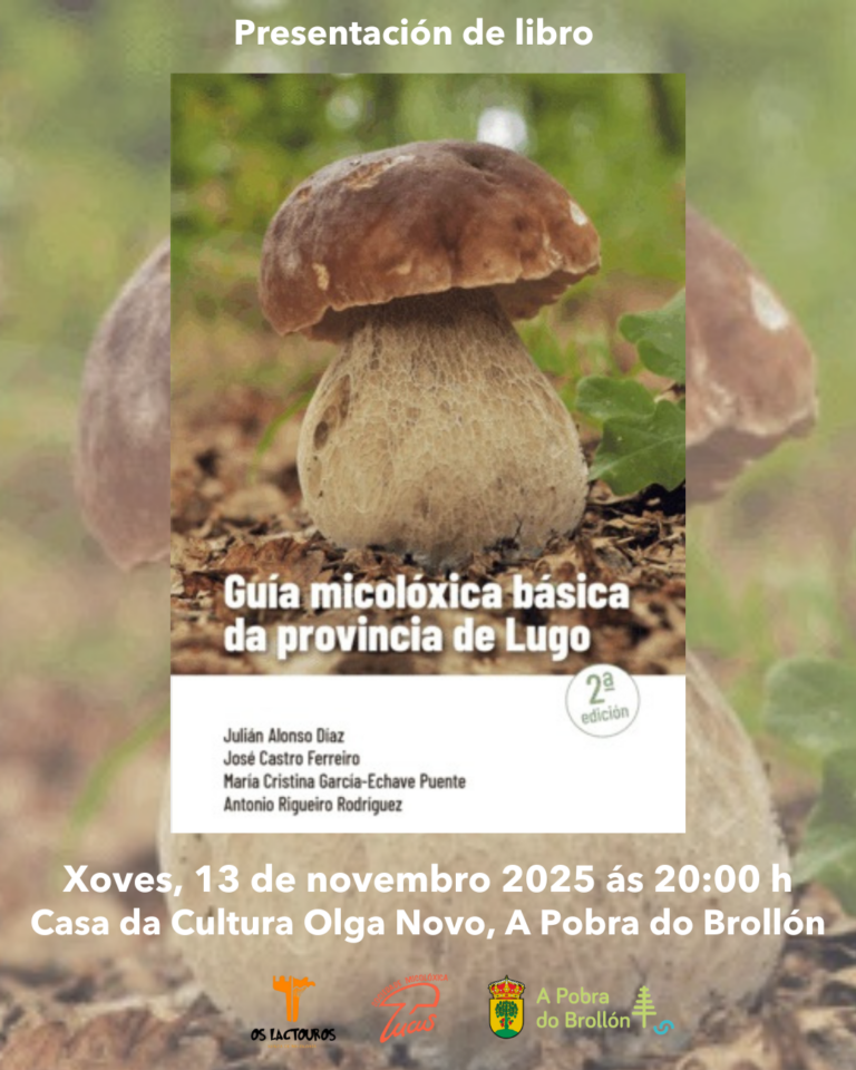 O 13 de novembro preséntase na Pobra do Brollón a “Guía micolóxica básica da provincia de Lugo”
