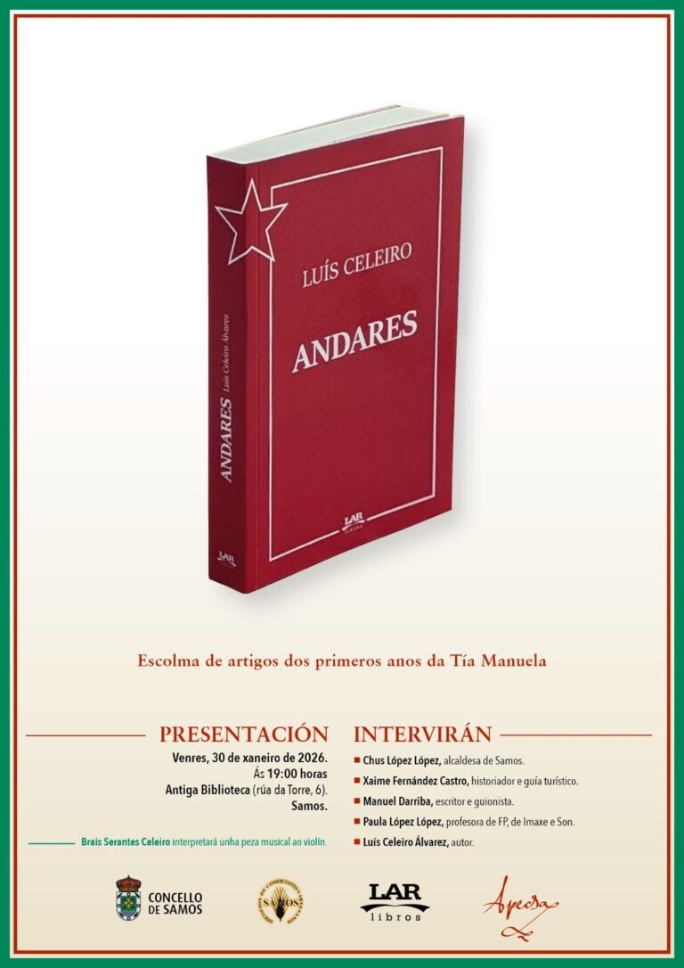 “Andares” do xornalista, Luís Celeiro, preséntase este 30 de xaneiro en Samos