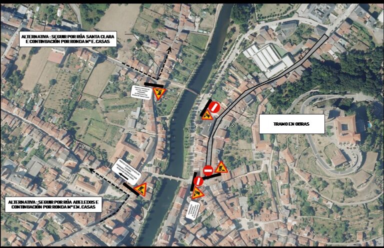 Cortes de tráfico esta fin de semana nas rúas monfortinas Doutor Casares e Doutor Teijeiro para reparacións do firme