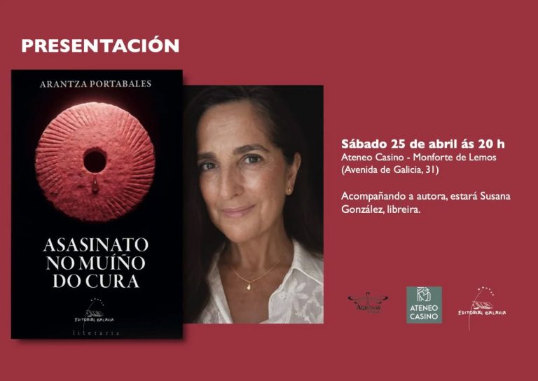 Arantza Portabales presenta “Asasinato no muíño do cura” este 25 de abril no Ateneo Casino de Monforte