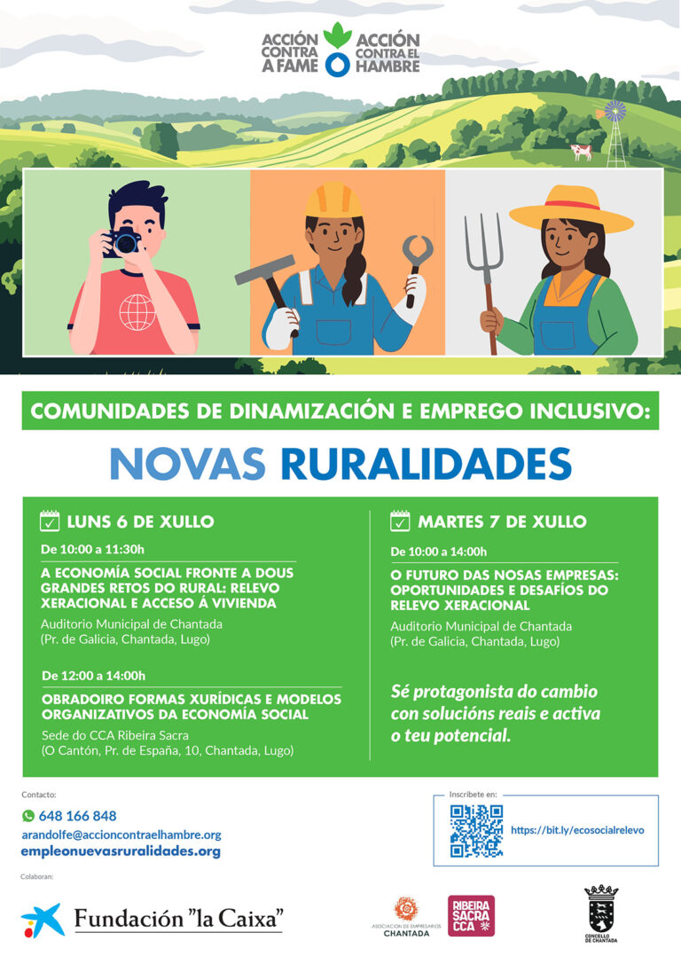 Este 6 e 7 de xullo Chantada acolle Xornadas de Economía Social e relevo xeracional no rural
