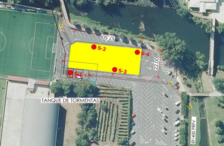 Traballos para a construción dun tanque de tormentas no Parque dos Condes de Monforte