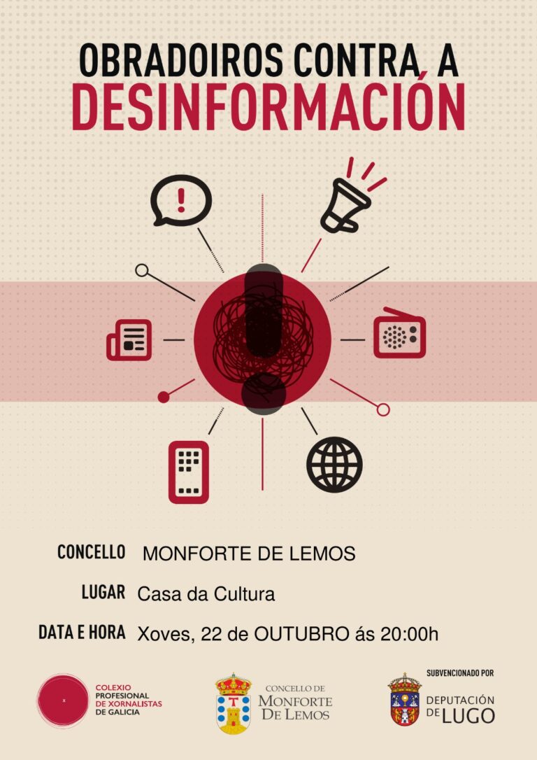 Obradoiro para aprender a identificar e combater a desinformación, este 22 de outubro na casa da cultura de Monforte  