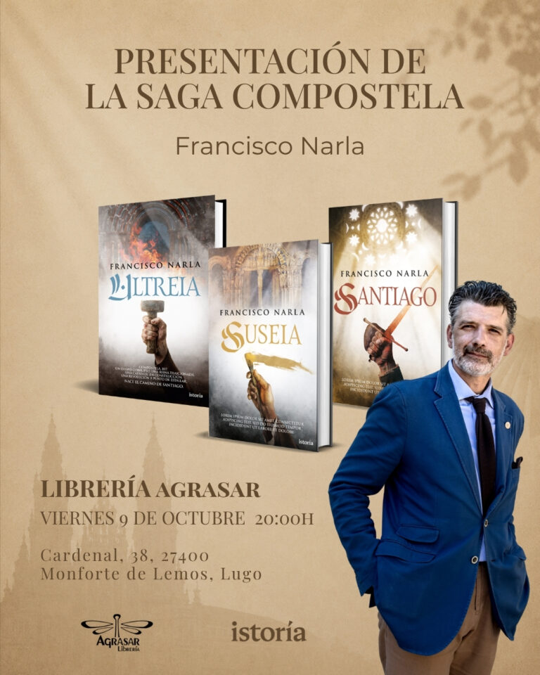 Francisco Narla presenta este 9 de outubro na librería Agrasar de Monforte a última entrega da saga “Compostela”
